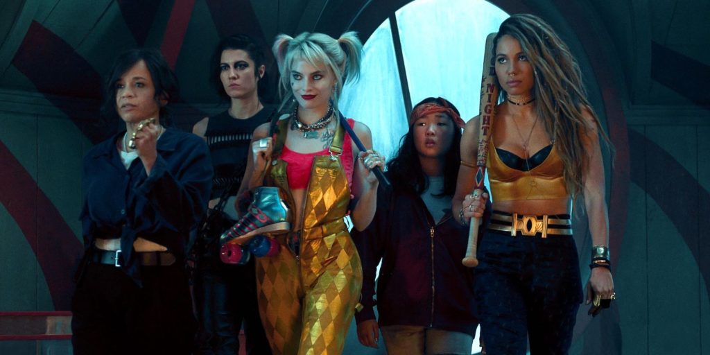 Rosie Perez, Jurnee Smollett-Bell, Mary Elizabeth Winstead, Margot Robbie, and Ella Jay Basco in Birds of Prey